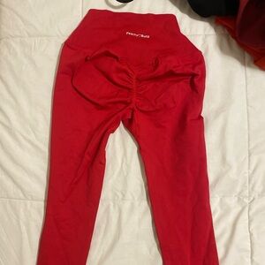 PeachyBumz Women's Red Leggings